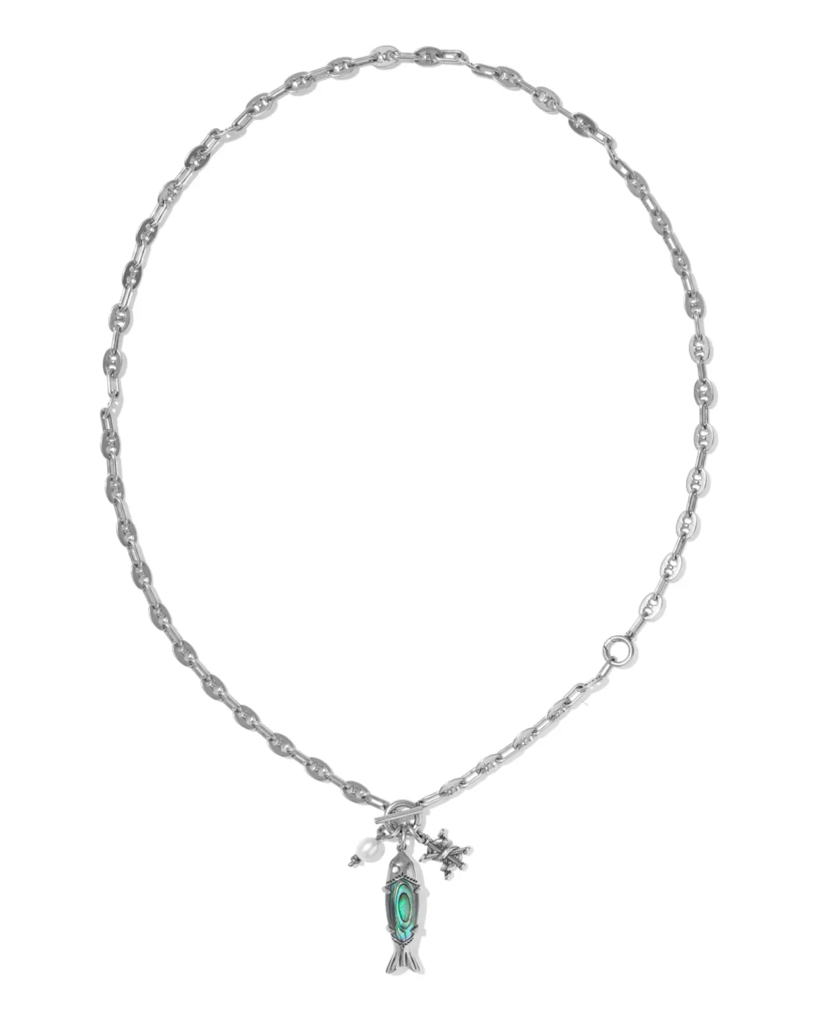 Parker Fish Vintage Silver Long Charm Necklace