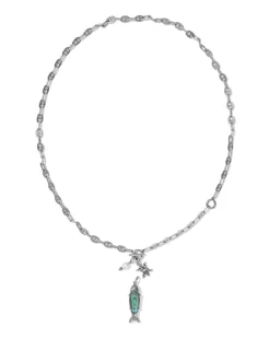 Parker Fish Vintage Silver Long Charm Necklace