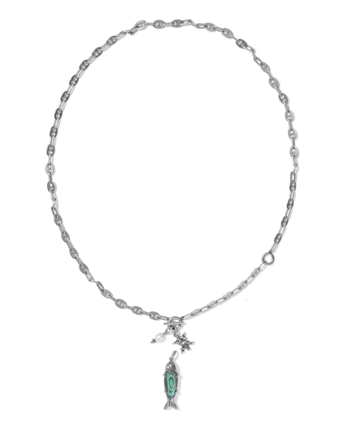 Parker Fish Vintage Silver Long Charm Necklace
