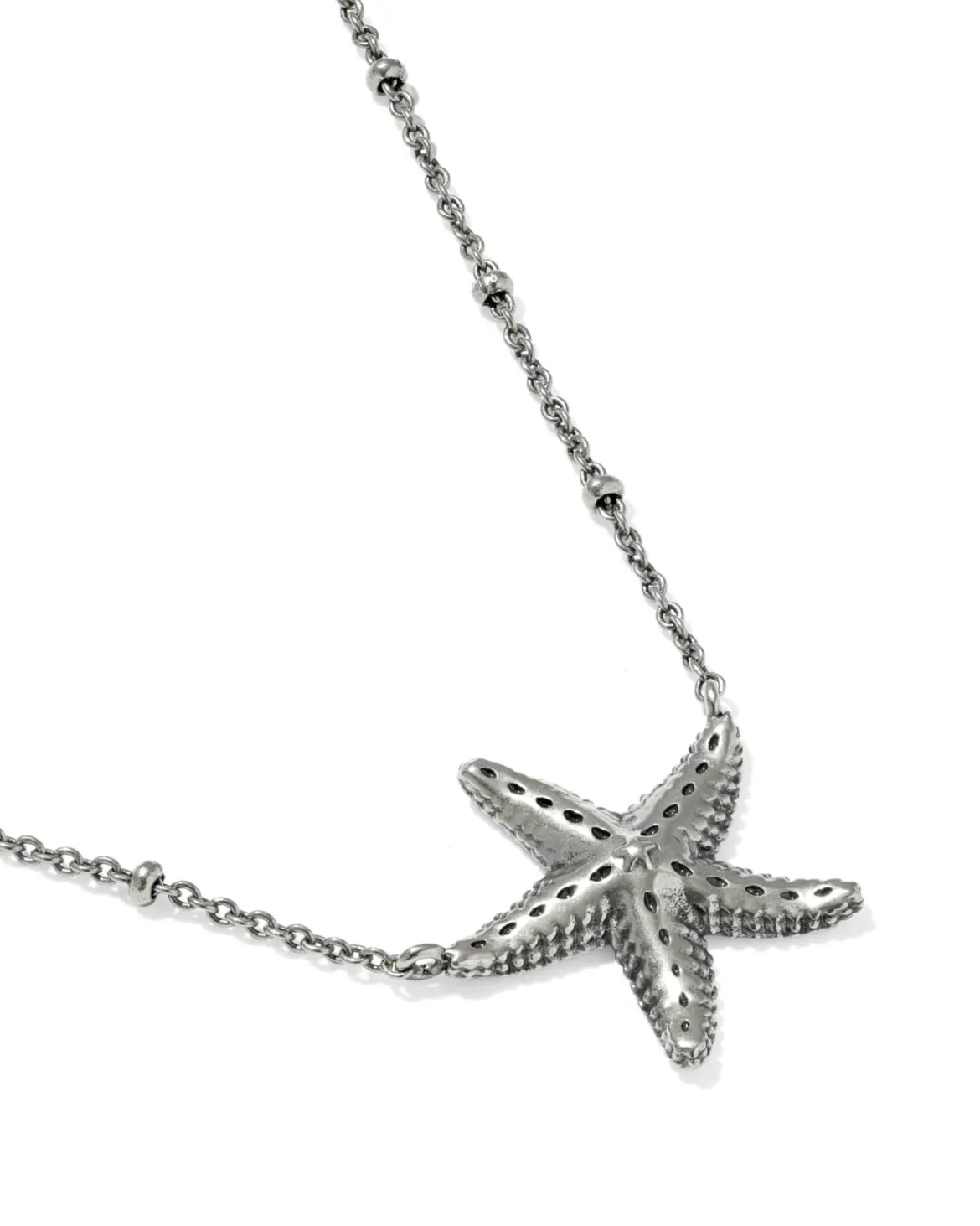 Parker Starfish Vintage Silver Metal Short Pendant Necklace