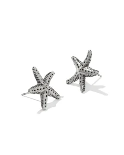 Parker Starfish Vintage Silver Metal Stud Earrings