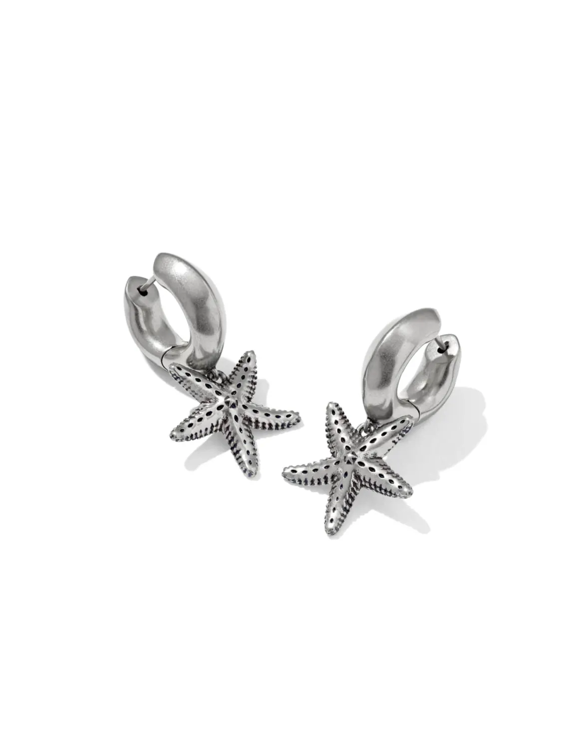 Parker Starfish Vintage Silver Huggie Earrings