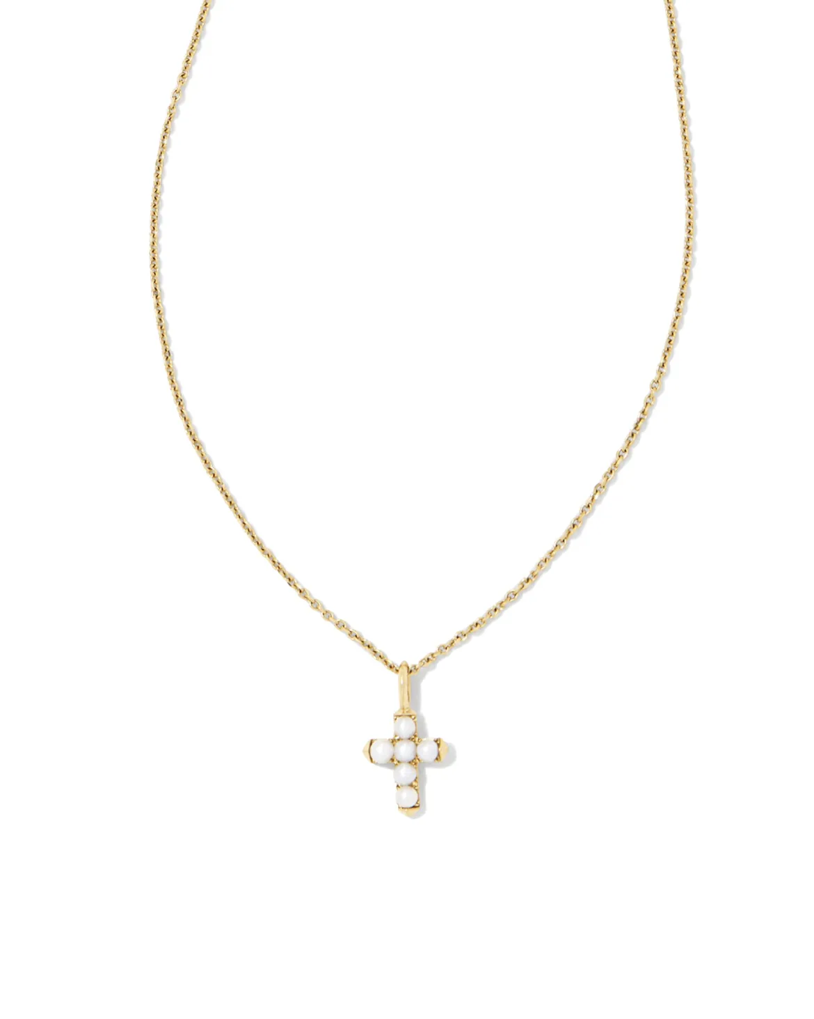 Pearl 14k Yellow Gold Cross Pendant Necklace in Freshwater Cultured Pearl