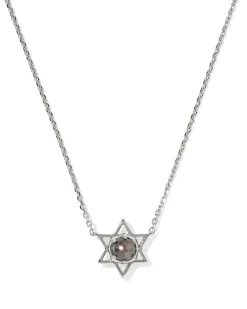 Pearl Star of David Sterling Silver Short Pendant Necklace