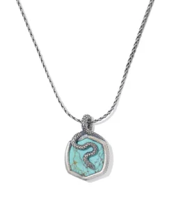 Phoenix Oxidized Sterling Silver Stone Charm Necklace