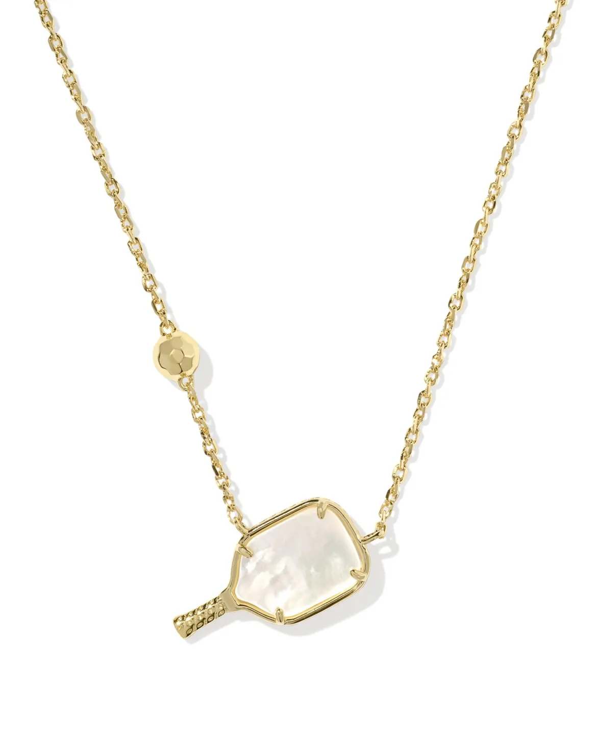 Pickleball Gold Short Pendant Necklace in Ivory Mother-of-Pearl