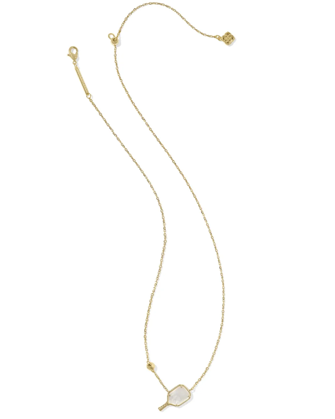 Pickleball Gold Short Pendant Necklace in Ivory Mother-of-Pearl