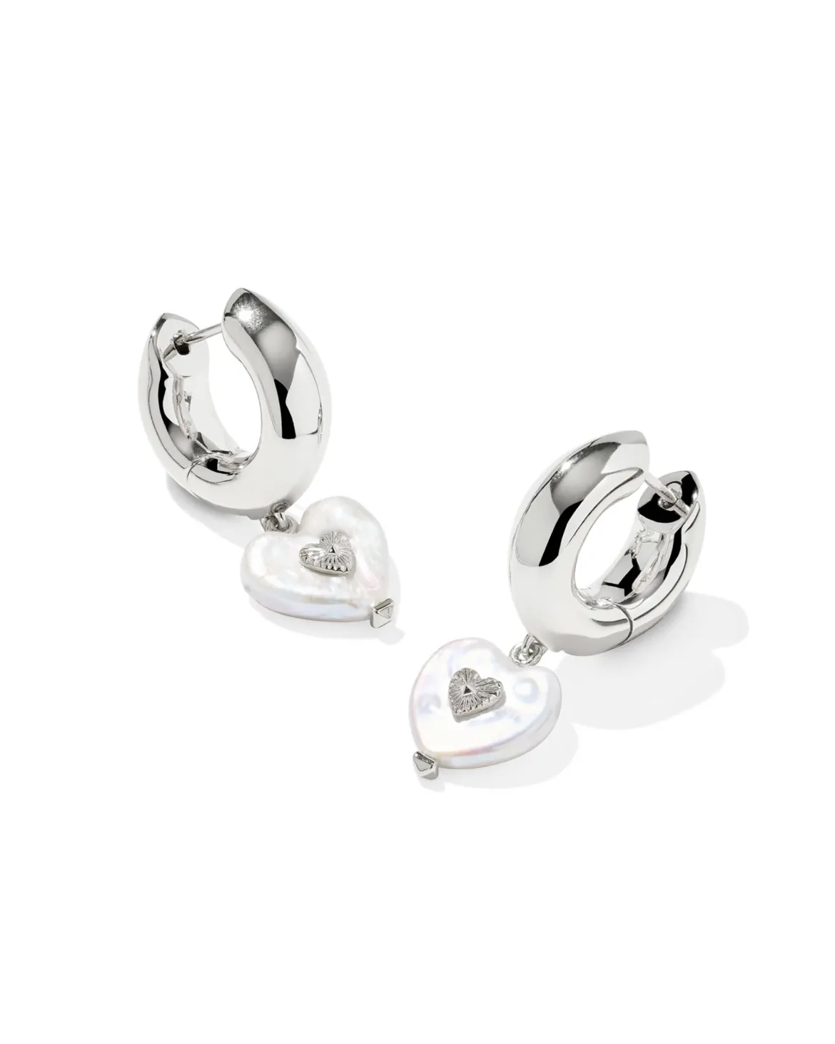 Sasha Heart Silver Huggie Earrings