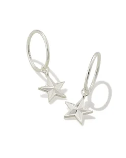 Small Star Huggie Earrings in Sterling Silver