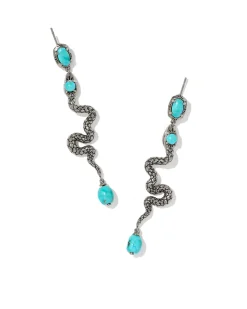 Snake Vintage Silver Linear Earrings