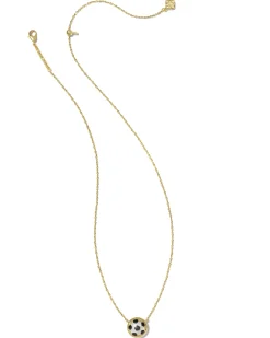 Soccer Gold Short Pendant Necklace in Ivory Mother-of-Pearl