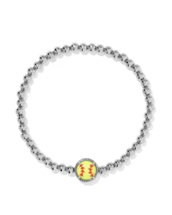 Softball Silver Stretch Bracelet