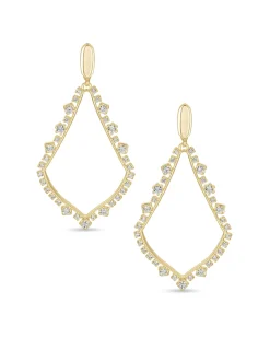 Sophee Crystal Clip-On Drop Earrings in Gold