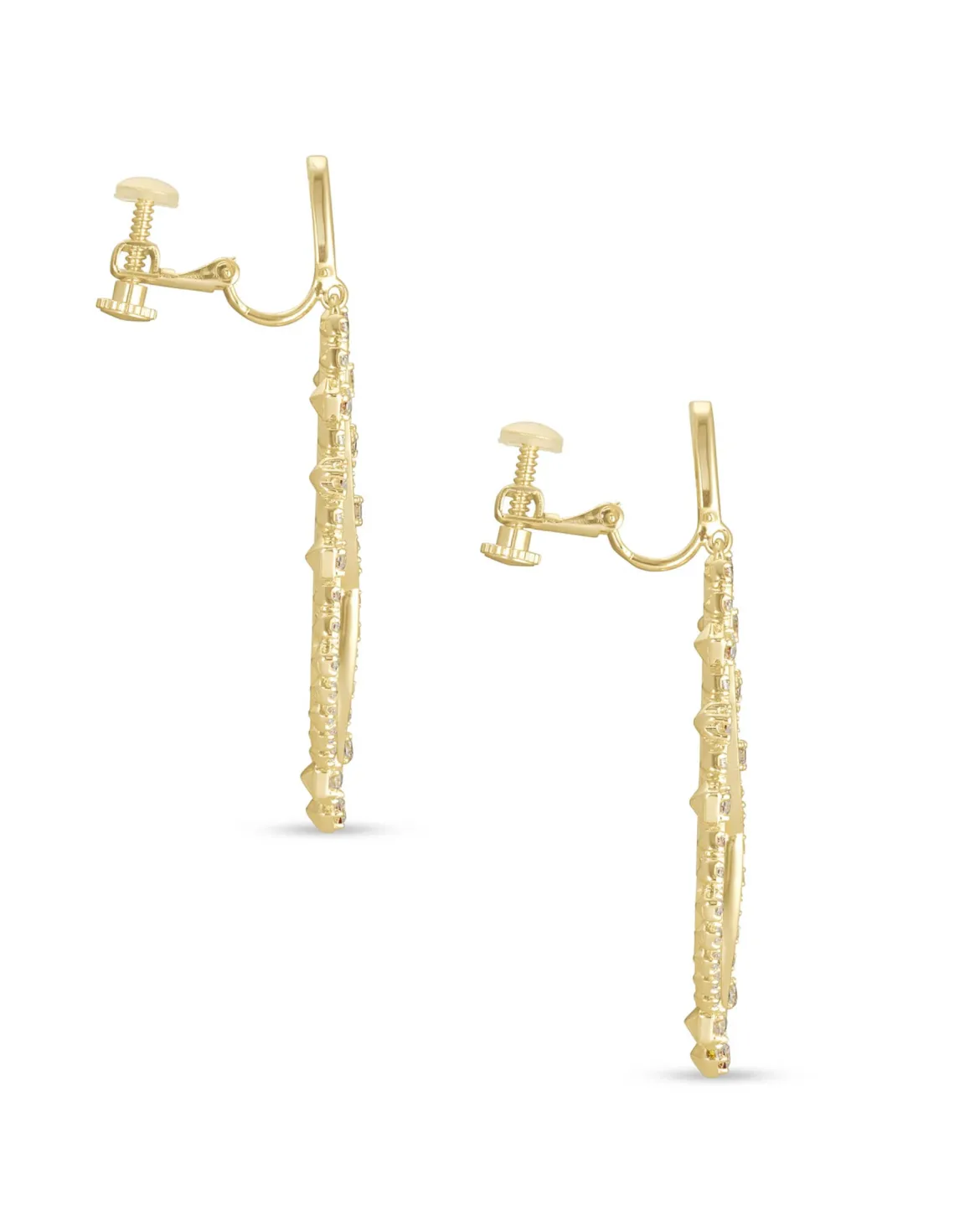 Sophee Crystal Clip-On Drop Earrings in Gold