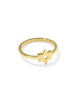 Star of David 18k Gold Vermeil Band Ring