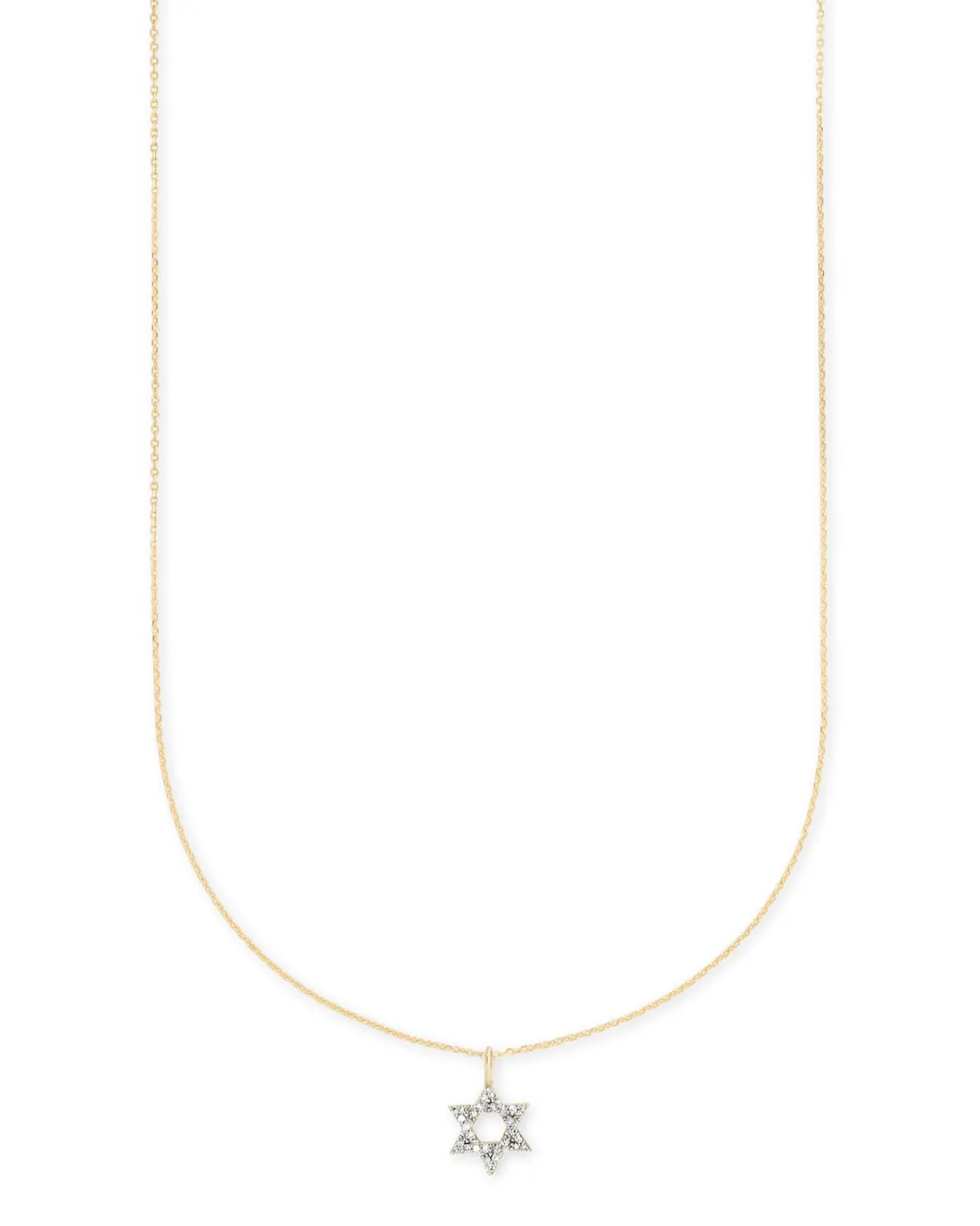 Star of David 14k Yellow Gold Pendant Necklace in White Diamonds