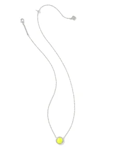 Tennis Silver Short Pendant Necklace in Chartreuse Magnesite
