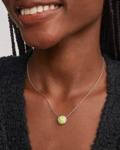 Tennis Silver Short Pendant Necklace in Chartreuse Magnesite