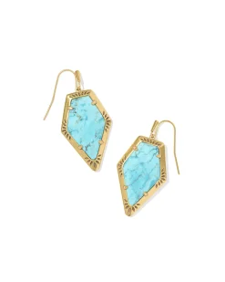 Tessa Vintage Gold Etch Frame Drop Earrings
