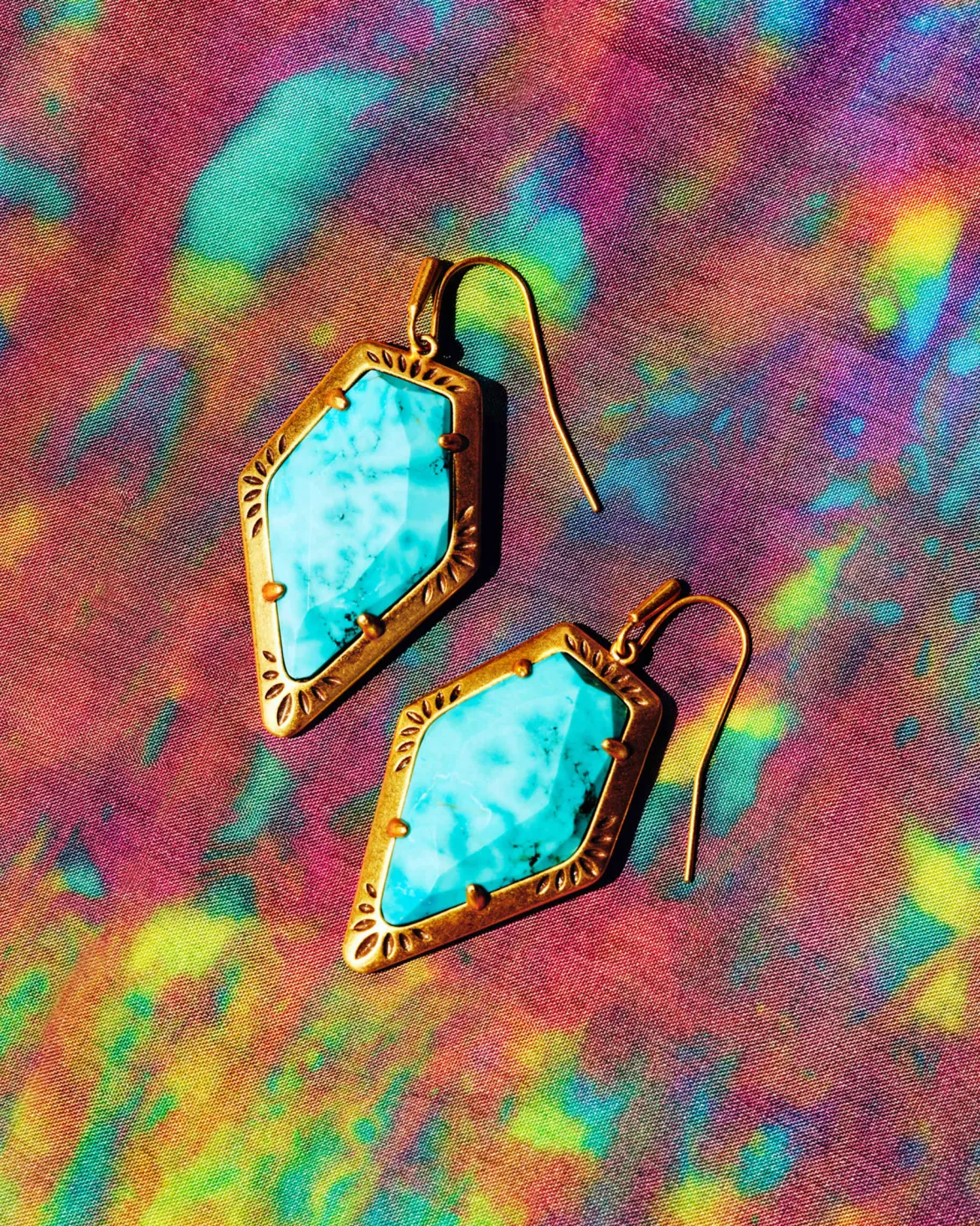 Tessa Vintage Gold Etch Frame Drop Earrings