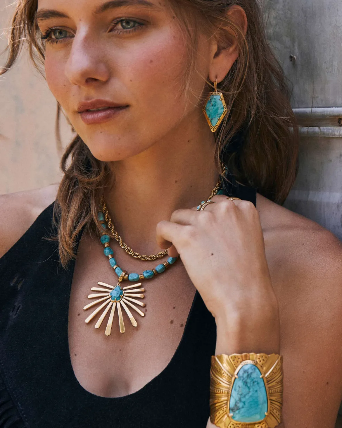 Tessa Vintage Gold Etch Frame Drop Earrings