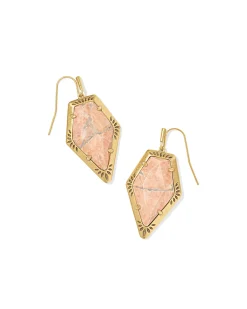 Tessa Vintage Gold Etch Frame Drop Earrings