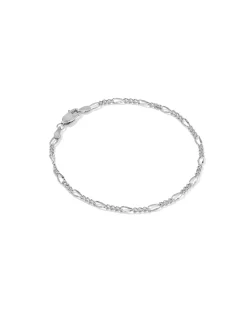 Thin Figaro Oxidized Sterling Silver Chain Bracelet