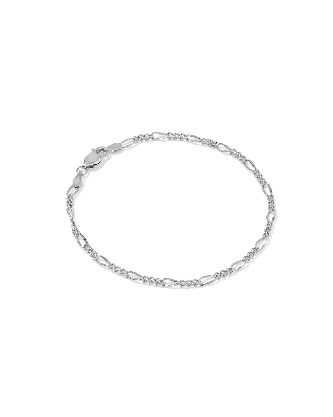 Thin Figaro Oxidized Sterling Silver Chain Bracelet