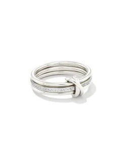 Tia Sterling Silver Band Ring in White Sapphire