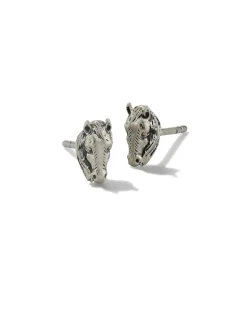 Tiny Beau Stud Earrings in Oxidized Sterling Silver