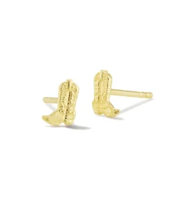 Tiny Cowboy Boot Stud Earrings in 18k Yellow Gold Vermeil