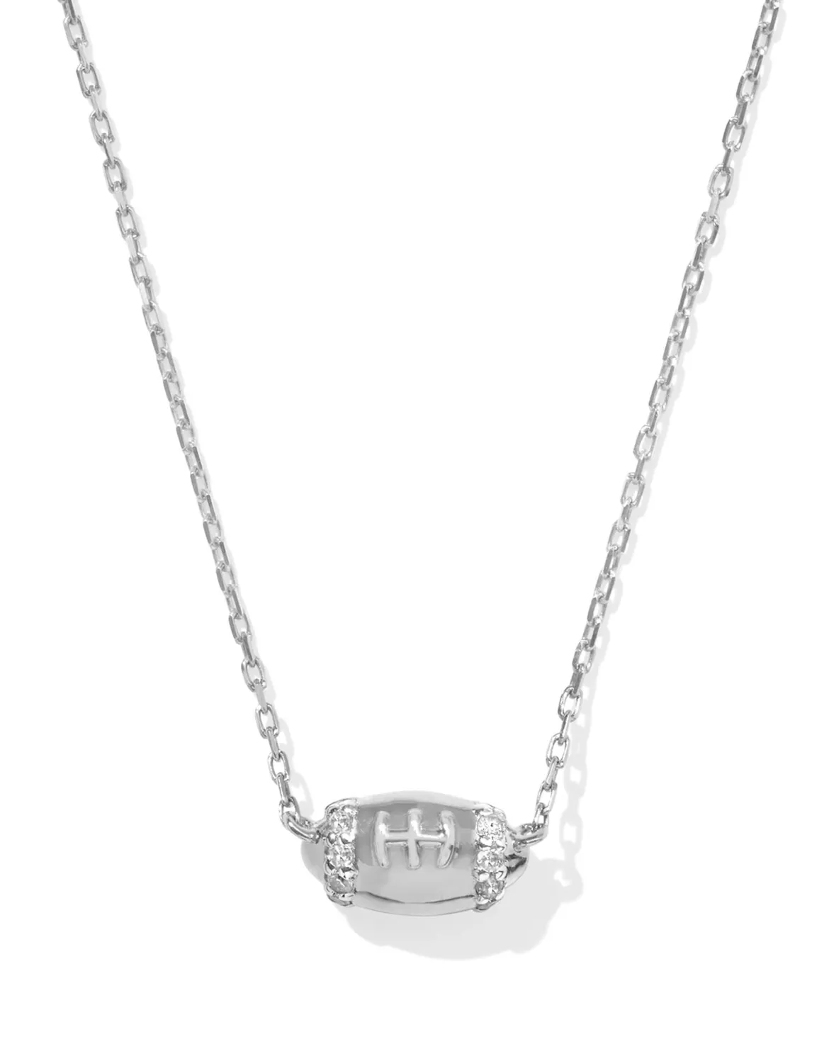 Tiny Diamond Football 14k White Gold Pendant Necklace in White Diamond