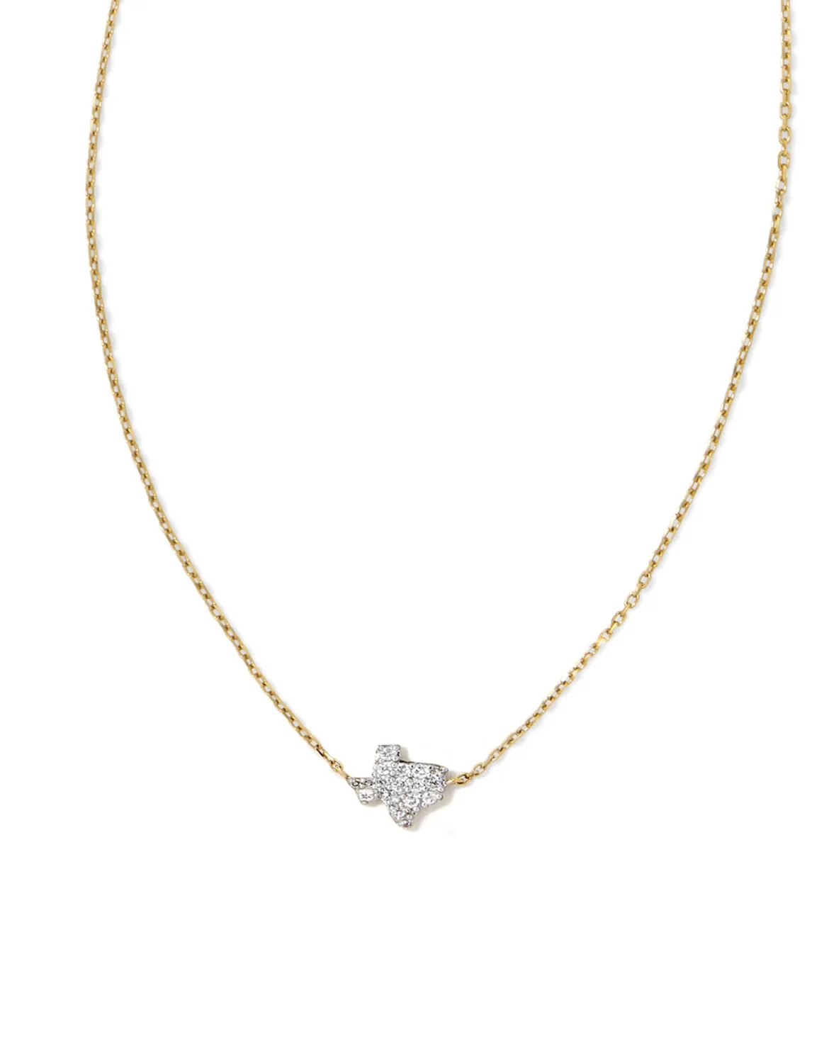 Tiny Texas 14k Yellow Gold Pendant Necklace in White Diamond