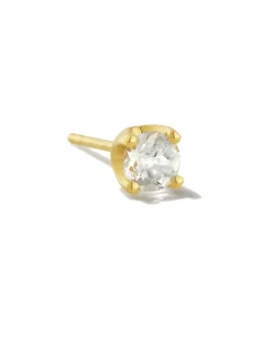 Topaz 18k Gold Vermeil Single Stud Earring in White Topaz