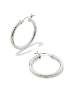 Tube Medium 30mm Hoop Earrings in Sterling Silver
