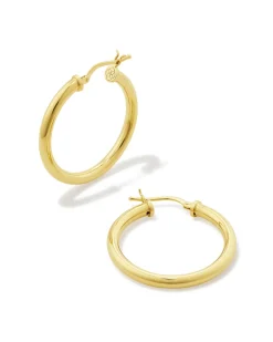 Tube Medium 30mm Hoop Earrings in 18k Gold Vermeil
