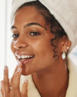 Virginia 18k Gold Vermeil Huggie Earrings in White Topaz