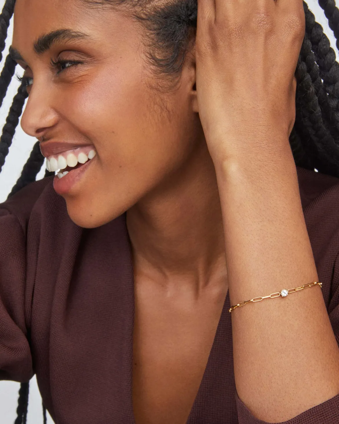 Virginia 18k Gold Vermeil Paperclip Bracelet in White Topaz