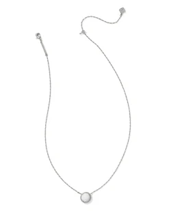 Volleyball Silver Short Pendant Necklace in White Mother-of-Pearl