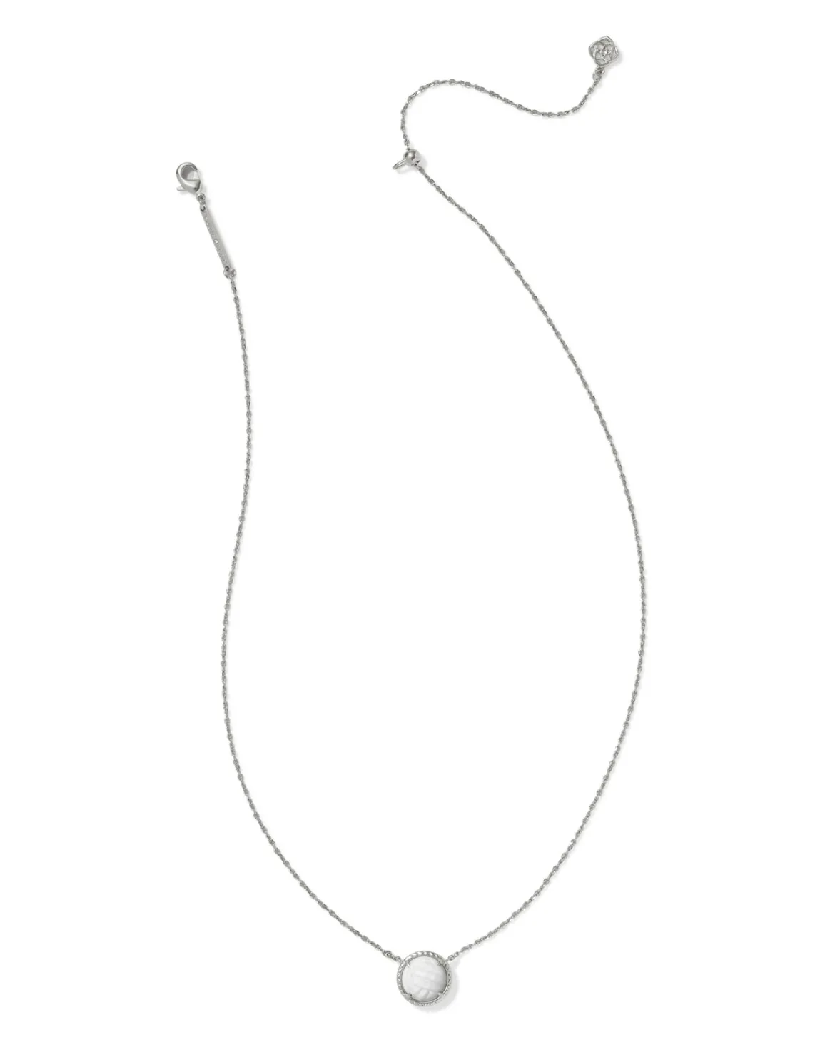 Volleyball Silver Short Pendant Necklace in White Mother-of-Pearl