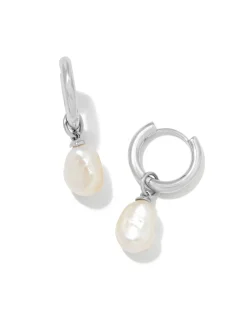 Willa Silver Pearl Huggie Earrings in Freshwater Cultured Pearl