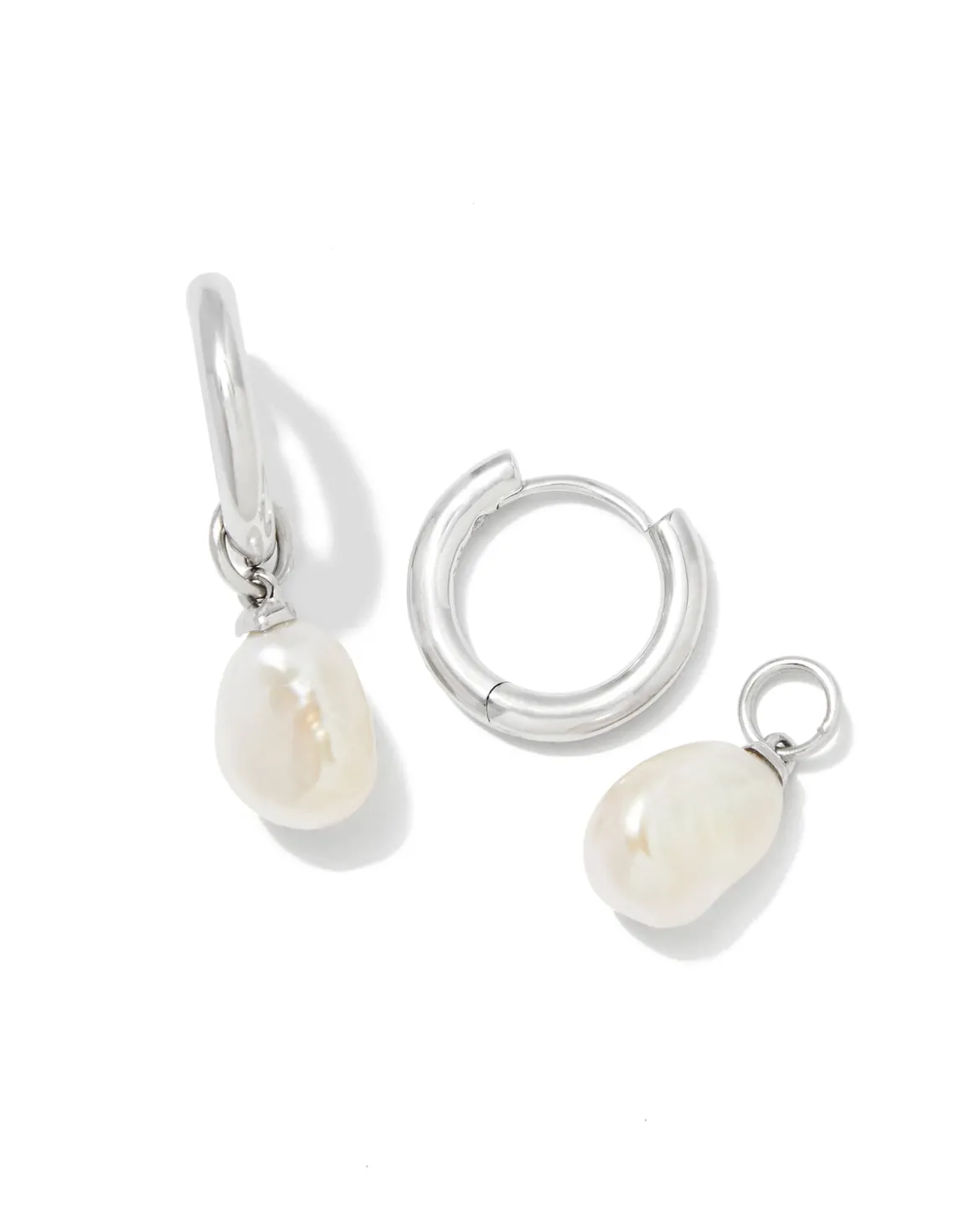 Willa Silver Pearl Huggie Earrings in Freshwater Cultured Pearl